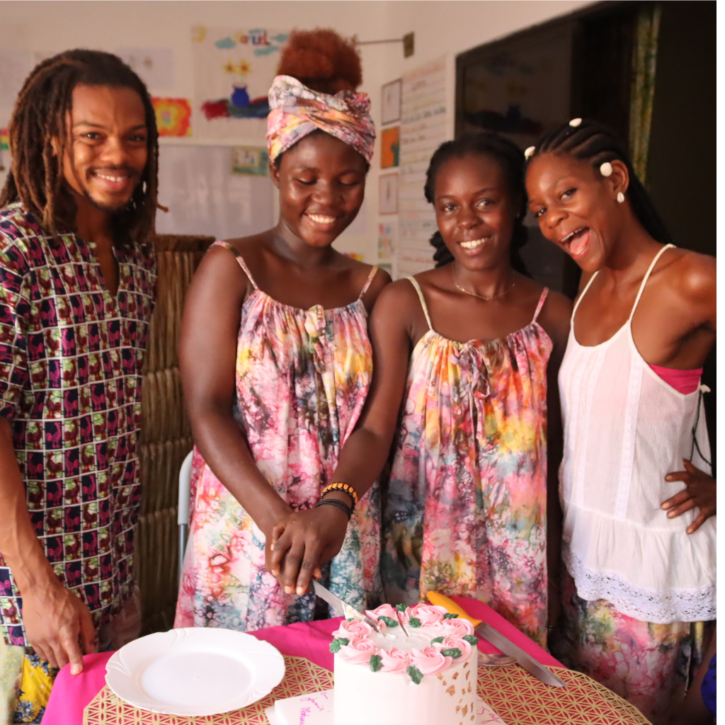 cutting of cake with staff